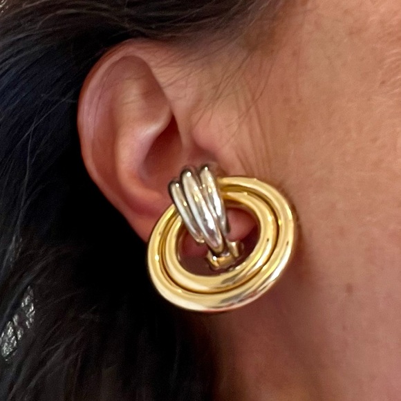 Gold and Silver Door Knocker Earrings - Picture 13 of 16